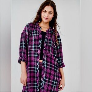 Free people raw hem flannel tunic